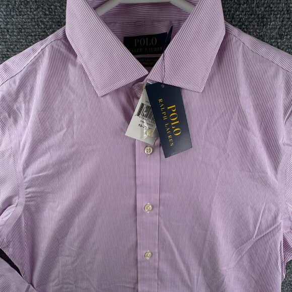 NWT Polo Ralph Lauren Pink Striped Slim Fit Easy Care Cotton Stretch 15 32/33 - Picture 1 of 14